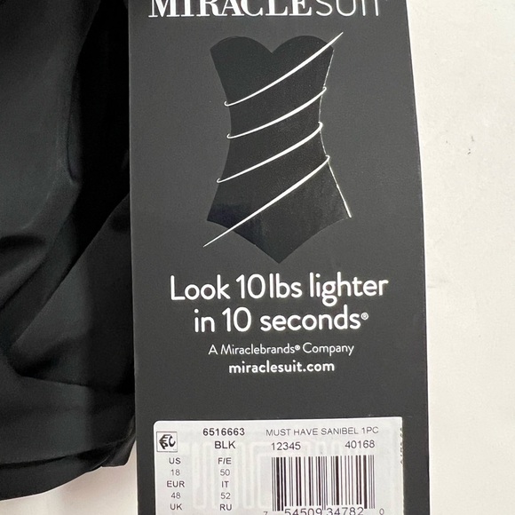 MIRACLESUIT Womens Plus Black Sanibel One Piece Sculpted Ruched Swimsuit Size 18 - Picture 7 of 12